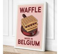 Waffle Made in Belgium Retro Canvas Wall Art Print 36x24 Inch
