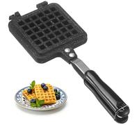 Waffle Maker, 13.8 x 5.1 in Non-Stick Stovetop Waffle Baking Pan, Double Sided Cooking Design with Lock Clasp, Suitable for Sandwiches and Daily Home Breakfast Preparation, Gas Stove Only