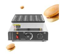 Waffle Maker, 850W Commercial Mini Stainless Steel Pancake Maker, 25 Holes, 50-300℃ Adjustable Temperature, 0-5min Timer, Non-stick Pan for Snack Bars, Restaurants, Hotels
