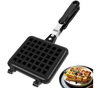 Waffle Maker, Gas Stove Top Waffle Skillet with Long Handle, Nonstick Waffle Mould Portable Waffle Baking Pan Bakeware 5.5inch Cast Aluminum Waffle Pan for Family Breakfast Baking Frittatas Toast