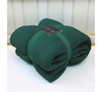Waffle Popcorn Honeycomb Throws Blankets Super Soft Warm Cosy Throw Over Sofa Sette Bed Blankets Extra Large Snuggle Fleece Thermal Throws For Kids & Adults (Dark Green, King - 200 x 240cm)
