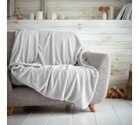 Waffle Popcorn Honeycomb Throws Blankets Super Soft Warm Cosy Throw Over Sofa Sette Bed Blankets Extra Large Snuggle Fleece Thermal Throws For Kids & Adults (Silver, Double - 150 x 200cm)