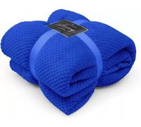 Waffle Popcorn Honeycomb Throws Blankets Super Soft Warm Cosy Throw Over Sofa Sette Bed Blankets Extra Large Snuggle Fleece Thermal Throws For Kids & Adults (Electric Blue, King - 200 x 240cm)