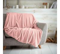 Waffle Popcorn Honeycomb Throws Blankets Super Soft Warm Cosy Throw Over Sofa Sette Bed Blankets Extra Large Snuggle Fleece Thermal Throws For Kids & Adults (Blush Pink, Double - 150 x 200cm)