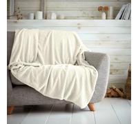 Waffle Popcorn Honeycomb Throws Blankets Super Soft Warm Cosy Throw Over Sofa Sette Bed Blankets Extra Large Snuggle Fleece Thermal Throws For Kids & Adults (Cream, Double - 150 x 200cm)