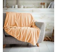 Waffle Popcorn Honeycomb Throws Blankets Super Soft Warm Cosy Throw Over Sofa Sette Bed Blankets Extra Large Snuggle Fleece Thermal Throws For Kids & Adults (Peach, Double - 150 x 200cm)