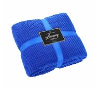 Waffle Popcorn Honeycomb Throws Blankets Super Soft Warm Cosy Throw Over Sofa Sette Bed Blankets Extra Large Snuggle Fleece Thermal Throws For Kids & Adults (Electric Blue, Single - 130 x 150cm)