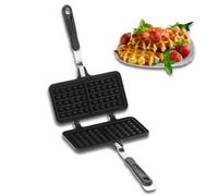Waffle Pot, 12.6in Aluminium Household Waffle Pan Cake Maker Mold Pan Double Sided Non Stick Baking Mold with 2 Handles for Cafe Party Tea Houses
