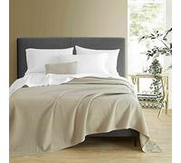 Waffle Style Luxurious Throws Super Soft Polycotton Blanket Reversible Bedspread With Pillowcases (Beige, Pillow Case: 50 x 75 cm)