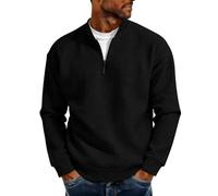 Waffle Sweatshirt for Men UK Half Zip Waffle Knit Jumper Mens Casual Long Sleeve Textured Sweater Lightweight Breathable Sweatshirts Classic Solid Color Ribbed Cuffs & Hem Jumpers