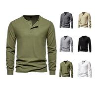 Waffle Sweatshirt for Men UK Sale Clearance, Long Sleeve Jumper Button Down Pullover V Neck Jumpers Solid Color Shirts Tops Breathable Sweater Quick Dry Undershirt for Outdoor Sports Running