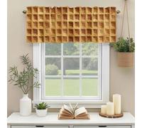 Waffle Texture Valances for Windows, Country Farmhouse Gold Yellow Waffle Rod Pocket Valance Short Window Treatments Curtains for Kitchen Bathroom Bedroom Decor, 60 x 14 Inches