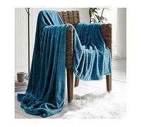 Waffle Throws Blanket For King Size Bed 2 Seater Sofa Cover 3 Seater Sofa Throw Super Soft Warm Cosy Large Luxury Waffle Blanket, 200 x 240 Cm, Teal