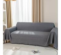 Waffle Throws for Sofas Large 2 or 3 Seater Woven Sofa Throw Blanket with Tassels Reversible Large Throws for Settees Couch Love Seat Double Bed and Armchair