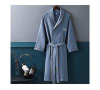 Waffle Weave Bathrobe for Spa and Home, Lightweight Comfy Dressing Gown with Pocket and Waist Belt, Unisex Casual Sleepwear