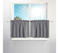 Waffle Weave Half Window Tier Curtains: 30 Inch Short Length for Small Window in Kitchen & Bathroom, Waterproof and Washable - Gray, 36"x30" for Each Panel, Set of 2