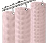 Waffle Weave Shower Curtain Heavyweight Cotton Fabric Blush Pink 72Wx72L