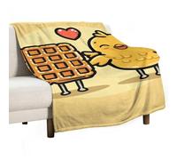 Waffles and Chicken Flannel Throw Blanket - 30"x50" Soft Lightweight Plush Blanket for Couch Bed Sofa, Oversized Camping Travel Blankets, Machine Washable Home Decor Gift for Men Women