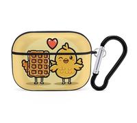 Waffles and Chicken for Airpod Pro Case Cover Hard Shell Full Drop Protection Cover with Keychain Compatible with AirPod Pro 2nd/1st Generation, Front LED Visible,Black