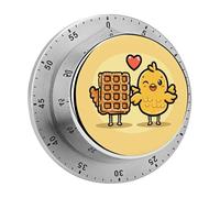 Waffles and Chicken Kitchen Timer 60 Minute Visual Wind Up Timers Indoor Mechanical Timers with Magnetic Base Stainless Steel Timer for Home Cooking Time Management Tool