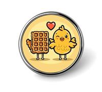 Waffles and Chicken Lapel Pin Fashion Brooch Pin Cute Button Badges Round Button Pins Enamel Pins Metal Pins back for Hat Shirt Clothing Bags Decoration