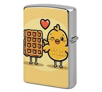 Waffles and Chicken Lighter Case Double-Sided Graffiti Lighter Holder - Metal Lighters Protective Cover, Universal Fit for Standard Lighters, Stylish Gift for Men & Women
