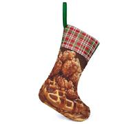 Waffles Golden Chicken Christmas Stockings Sequin Hanging Decorations Cute Candy Bag for Christmas Tree Holiday Party
