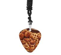 Waffles Golden Chicken Vintage Pick Necklace Guitar Bass Pick Pendant &B Steel Music Jewelry for Music Lovers