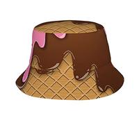 Waffles, ice Cream Bucket Hat Beach Travel Fisherman Hat Packable Sun Hat Cap for Unisex Women Men, Style1, One size