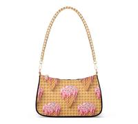 Waffles Pink Icing Sprinkles Hobo Purse Clutch Women Tote Handbag Everyday Floral Shoulder Bag Zipper Closure