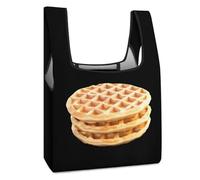Waffles Reusable Grocery Bags Waterproof Foldable Shopping Bag Tote Storage Pouch for Kitchen