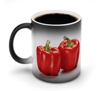 WAFICAC 11oz Coffee Mug Ceramic Color Changing Coffee Mug Sensitive Magic Two Red Bell Peppers Coffee Cup Tea Cup for Women Men