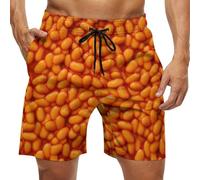 WAFICAC Baked Beans Men's Casual Beach Shorts Summer Elastic Drawstring Shorts