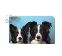 WAFICAC Border Collie Coin Purse Canvas Wallet Cute Change Purse Small Storage Bag with Zipper