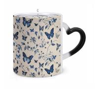 WAFICAC Butterflies and Moths Changing Mug 11 Oz HeatCoffee Mug with Ear Shape Handle Designs Funny Ceramic Mugs Personalized Novelty Cups Hot Tea Cups for Men Women Gifts