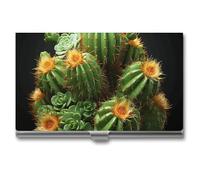 WAFICAC Cacti and Succulents Business Card Holder, Metal Slim Name Card Case, Pocket Cards Holder for Women Or Men, Name Cards Booklet for Professionals, Executives