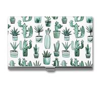 WAFICAC Cacti and Succulents Card Holder Unisex Color Business Card Box Magnetic Travel Card Case Wallet Portable Business Card Carrier Suitable for Business Professionals Office