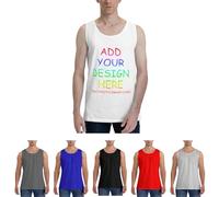 WAFICAC Custom Mens Tank Tops Undershirt Personalized Sleeveless T Shirts for Men with Photo Text Logo Tops for Workout Gym Running White