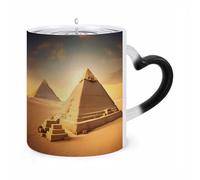 WAFICAC Egyptian Pyramid in Desert Changing Mug 11 Oz HeatCoffee Mug with Ear Shape Handle Designs Funny Ceramic Mugs Personalized Novelty Cups Hot Tea Cups for Men Women Gifts