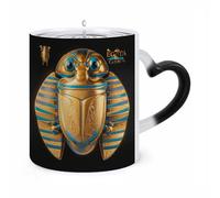 WAFICAC Egyptian Scarab Changing Mug 11 Oz HeatCoffee Mug with Ear Shape Handle Designs Funny Ceramic Mugs Personalized Novelty Cups Hot Tea Cups for Men Women Gifts