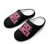 WAFICAC Fck Cancer Men's Cotton Slippers Cozy Memory Foam House Shoes Slip on for Indoor Outdoor