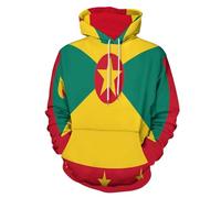 WAFICAC Flag of Grenada Pullover Fashion Street Crew Neck Sweatshirt With Kangaroo Pocket Black
