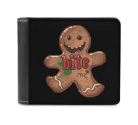 WAFICAC Funny Christmas Bite Me Gingerbread Leather Wallet Card Holder Wallets Pocket Purse for Men and Women
