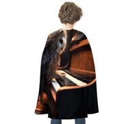 WAFICAC Halloween Adult Cape Owl Plays Piano Capes for Adult Party Capes for Unisex Cloak Red Reversible Cape