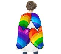 WAFICAC Halloween Adult Cape Rainbow Colored Gay Pride Hearts Capes for Adult Party Capes for Unisex Cloak Red Reversible Cape