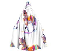 WAFICAC Halloween Adult Hooded Cape Cloak Colorful donkey Printed Super Large Hooded Cloak with Bow Tie