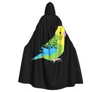 WAFICAC Halloween Adult Hooded Cape Cloak Pale yellow budgie Printed Super Large Hooded Cloak with Bow Tie