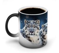 WAFICAC Heat Changing Mug Funny Blue Eyed Snow Leopard Coffee Mug with Handle Heat Sensitive Ceramic Mug Personalized Novelty Cups Hot Tea Cups for Men Women 11 Oz