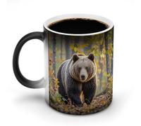 WAFICAC Heat Changing Mug Funny Brown Bear in Autumn Coffee Mug with Handle Heat Sensitive Ceramic Mug Personalized Novelty Cups Hot Tea Cups for Men Women 11 Oz