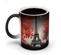 WAFICAC Heat Changing Mug Funny Eiffel Tower Autumn Leaves Coffee Mug with Handle Heat Sensitive Ceramic Mug Personalized Novelty Cups Hot Tea Cups for Men Women 11 Oz